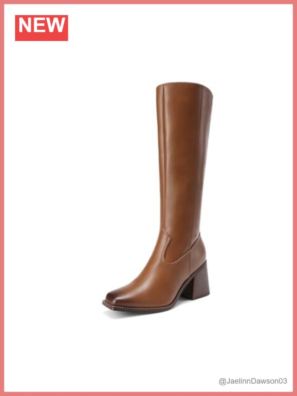 Women's Knee High Block Heel Tall Boots Square Toe Faux Leather Zip-Up